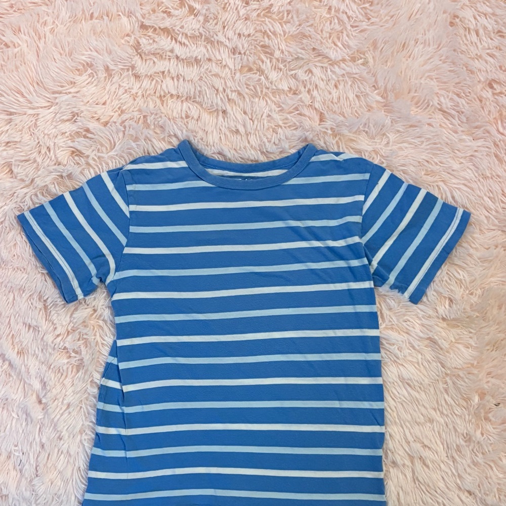Blue and White Striped Kids Shirt